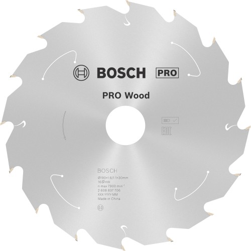 Hoja de sierra circular PRO Wood cordless, 190 x 1,6 x 30 mm, T16