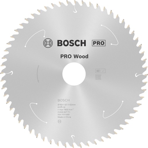 Hoja de sierra circular PRO Wood cordless, 190 x 1,6 x 30 mm, T60