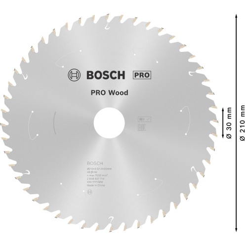 Hoja de sierra circular PRO Wood cordless, 210 x 1,7 x 30 mm, T48