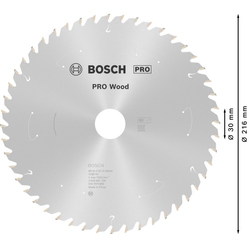 Hoja de sierra circular PRO Wood cordless, 216 x 1,7 x 30 mm, T48