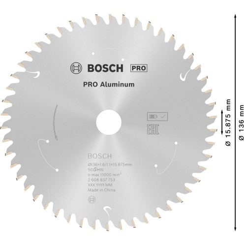 Hoja de sierra circular PRO Aluminium cordless, 136 x 1,6 x 15,875 mm