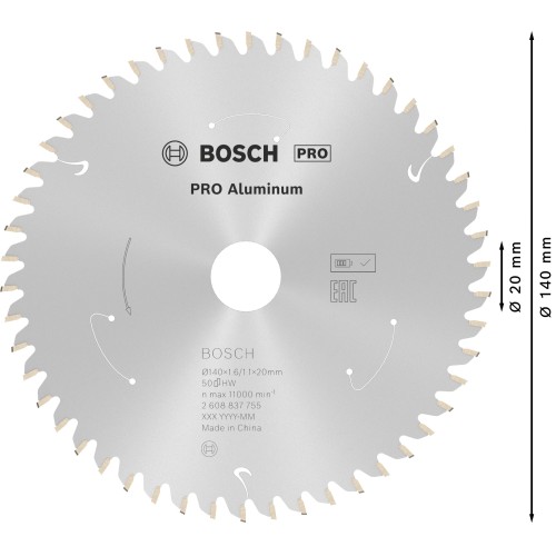 Hoja de sierra circular PRO Aluminium cordless, 140 x 1,6 x 20 mm