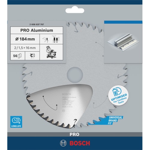 Hoja de sierra circular PRO Aluminium cordless, 184 x 2 x 16 mm