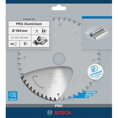 Hoja de sierra circular PRO Aluminium cordless, 184 x 2 x 20 mm