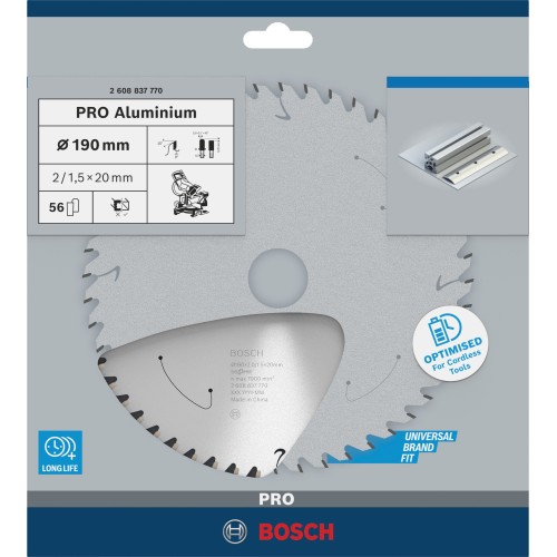 Hoja de sierra circular PRO Aluminium cordless, 190 x 2 x 20 mm
