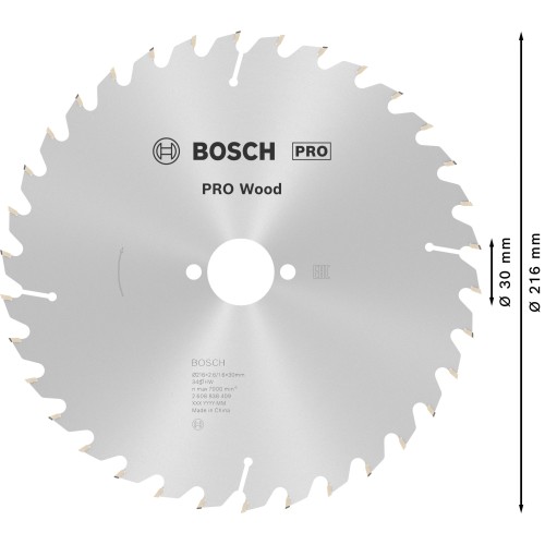 Hoja de sierra circular PRO Wood, 216 x 2,6 x 30 mm, T34