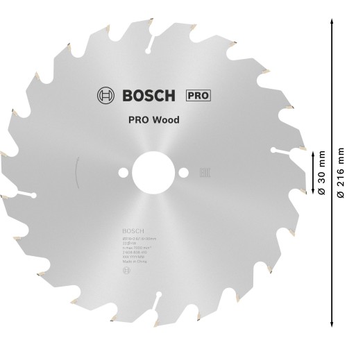 Hoja de sierra circular PRO Wood, 216 x 2,6 x 30 mm, T22