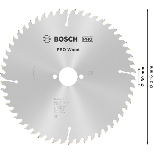 Hoja de sierra circular PRO Wood, 216 x 2,6 x 30 mm, T54