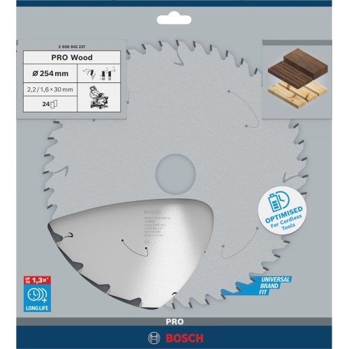 Hoja de sierra circular PRO Wood cordless, 254 x 2,2 x 30 mm, T24