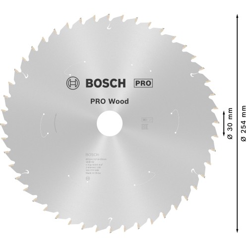 Hoja de sierra circular PRO Wood cordless, 254 x 2,2 x 30 mm, T48
