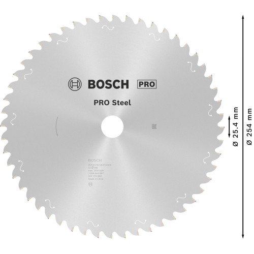 Hoja de sierra circular PRO Steel con cable, 254 x 2,2 x 25,4 mm, T52