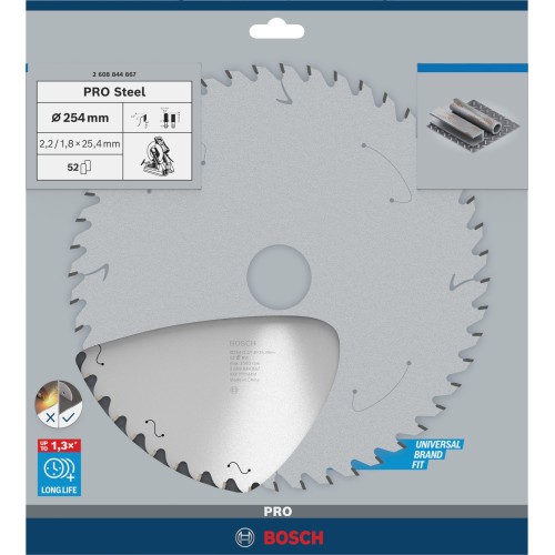 Hoja de sierra circular PRO Steel con cable, 254 x 2,2 x 25,4 mm, T52