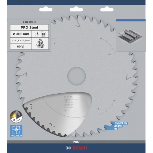 Hoja de sierra circular PRO Steel con cable, 305 x 2,2 x 25,4 mm, T60