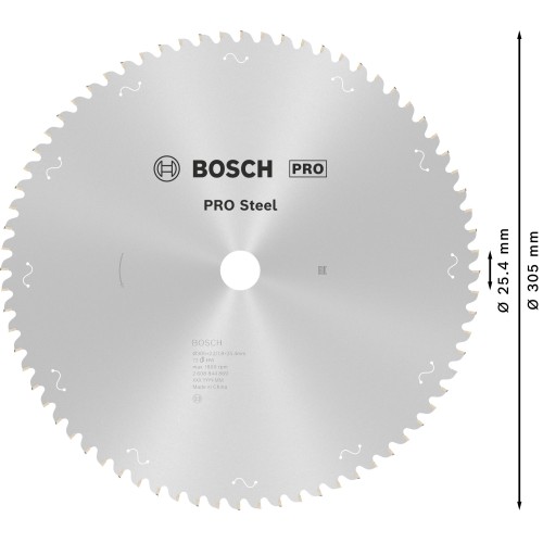Hoja de sierra circular PRO Steel con cable, 305 x 2,2 x 25,4 mm, T72