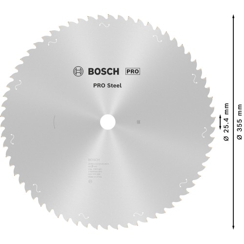 Hoja de sierra circular PRO Steel con cable, 355 x 2,2 x 25,4 mm, T66
