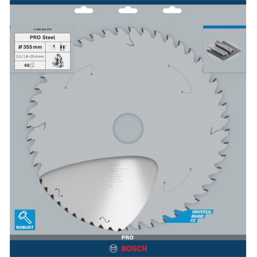 Hoja de sierra circular PRO Steel con cable, 355 x 2,2 x 25,4 mm, T66
