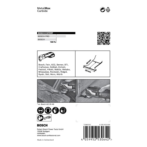 Hoja de multiherramienta EXPERT MetalMax AIZ 20 AIT de 40 x 20 mm