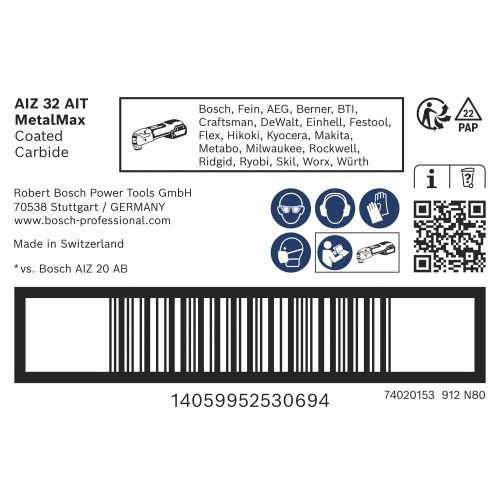 Hoja de multiherramienta EXPERT MetalMax AIZ 32 AIT de 40 x 32 mm