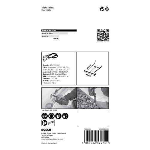 Hoja de multiherramienta EXPERT MetalMax MAII 32 AIT de 70 x 32 mm