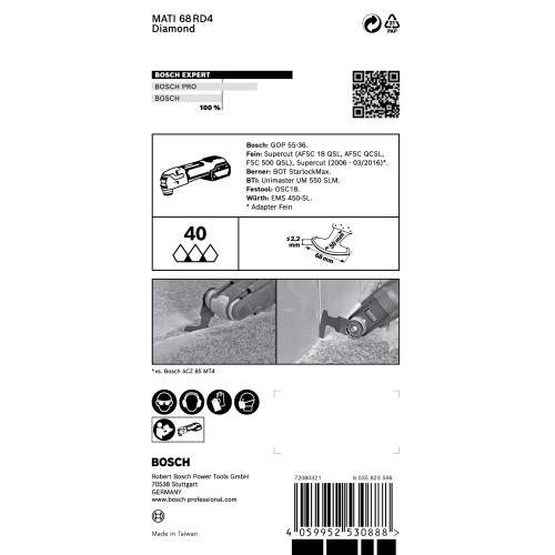 Hoja de multiherramienta EXPERT Corner Blade MATI 68 RD4 de 68 x 30 mm
