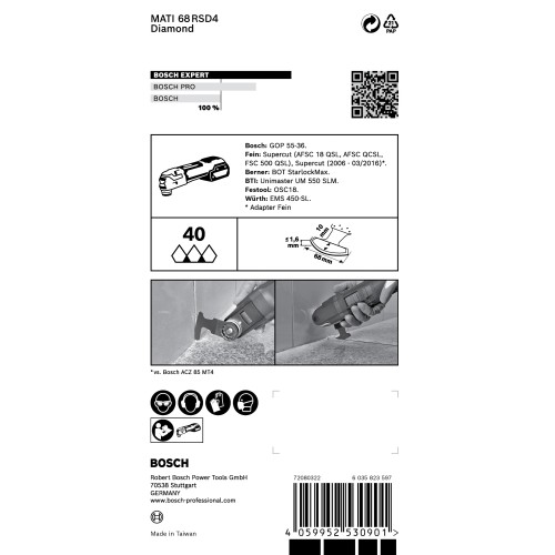 Hoja de multiherramienta EXPERT Corner MATI 68 RSD4 de 68 x 10 mm