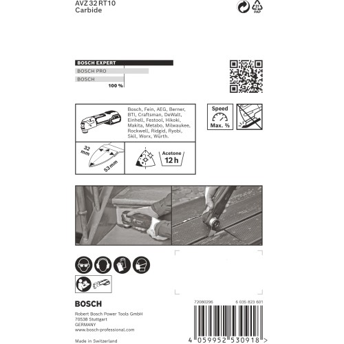 Plato lijador de multiherramienta EXPERT Sanding Finger AVZ 32 RT10 fina de 32 x 53 mm