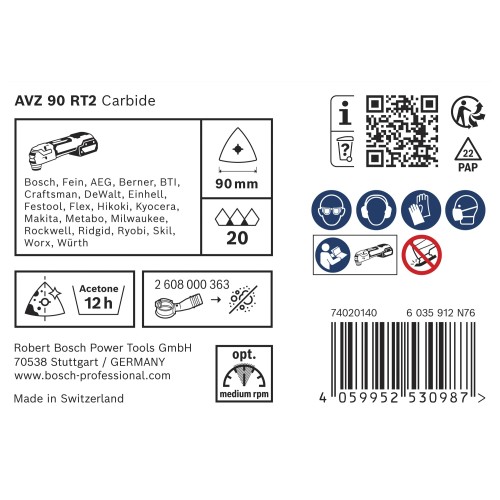 Hoja de multiherramienta EXPERT Sanding Plate AVZ 90 RT2, 90 mm, 10 unidades