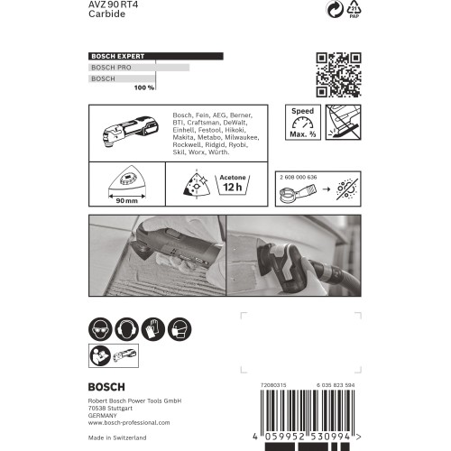 Hoja de multiherramienta EXPERT Sanding Plate AVZ 90 RT4, 90 mm