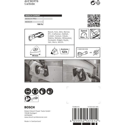 Hoja de multiherramienta EXPERT Sanding Plate AVZ 90 RT6, 90 mm