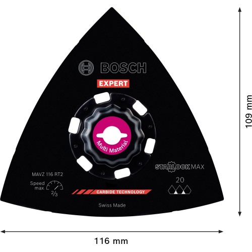 Hoja de multiherramienta EXPERT Sanding Plate MAVZ 116 RT2, 116 mm