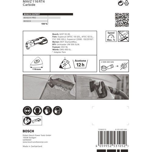Hoja de multiherramienta EXPERT Sanding Plate MAVZ 116 RT4, 116 mm