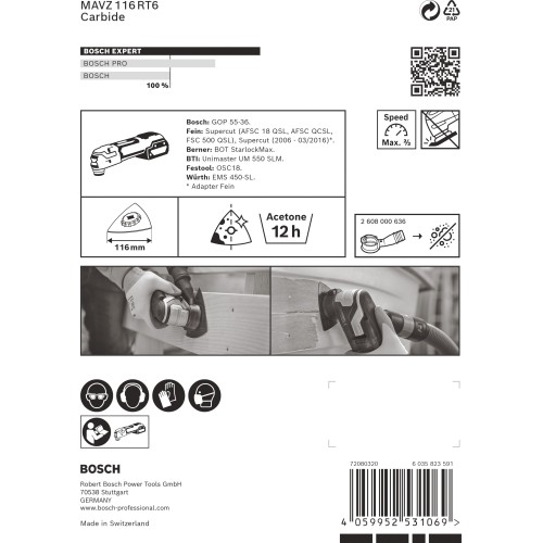 Hoja de multiherramienta EXPERT Sanding Plate MAVZ 116 RT6, 116 mm