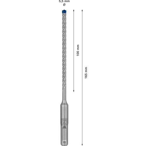 Broca para martillo EXPERT SDS plus-7X de 5,5 x 100 x 165 mm