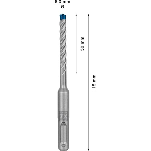 Broca para martillo EXPERT SDS plus-7X de 6 x 50 x 115 mm