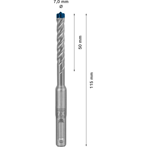 Broca para martillo EXPERT SDS plus-7X de 7 x 50 x 115 mm