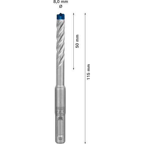 Broca para martillo EXPERT SDS plus-7X de 8 x 50 x 115 mm