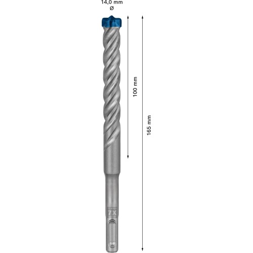 Broca para martillo EXPERT SDS plus-7X de 14 x 100 x 165 mm