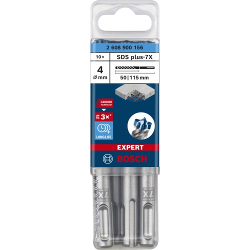 Broca para martillo EXPERT SDS plus-7X de 4 x 50 x 115 mm, 10 unidades