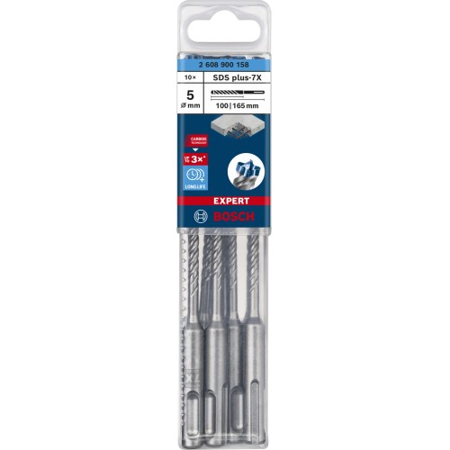 Broca para martillo EXPERT SDS plus-7X de 5 x 100 x 165 mm, 10 unidades