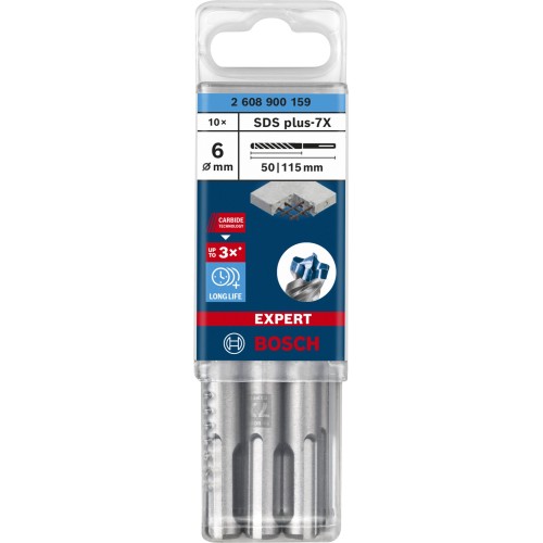 Broca para martillo EXPERT SDS plus-7X de 6 x 50 x 115 mm, 10 unidades