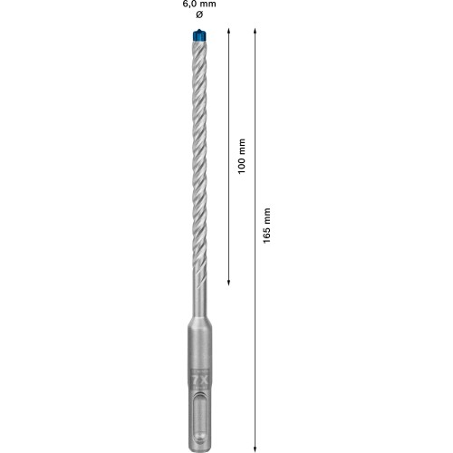 Broca para martillo EXPERT SDS plus-7X de 6 x 100 x 165 mm, 10 unidades