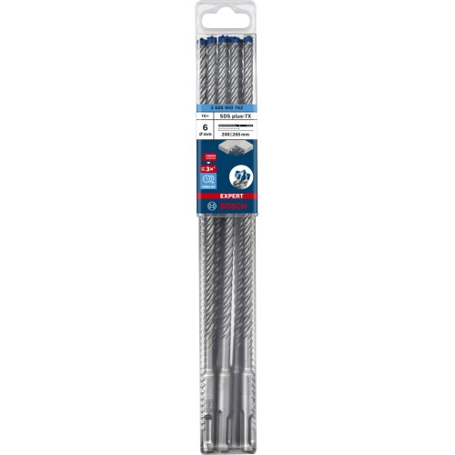 Broca para martillo EXPERT SDS plus-7X de 6 x 200 x 265 mm, 10 unidades