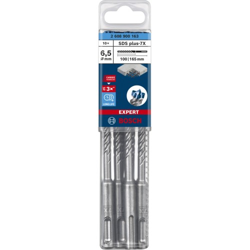 Broca para martillo EXPERT SDS plus-7X de 6,5 x 100 x 165 mm, 10 unidades