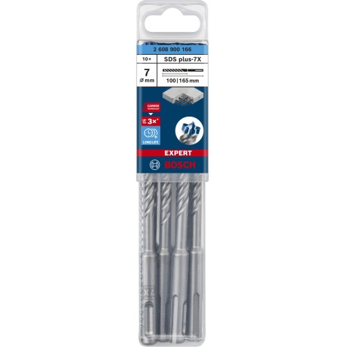 Broca para martillo EXPERT SDS plus-7X de 7 x 100 x 165 mm, 10 unidades