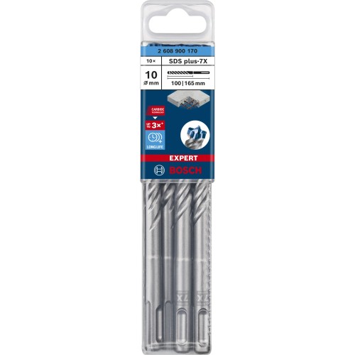 Broca para martillo EXPERT SDS plus-7X de 10 x 100 x 165 mm, 10 unidades