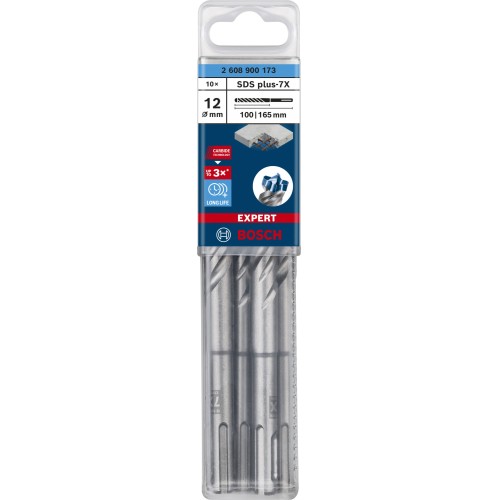 Broca para martillo EXPERT SDS plus-7X de 12 x 100 x 165 mm, 10 unidades