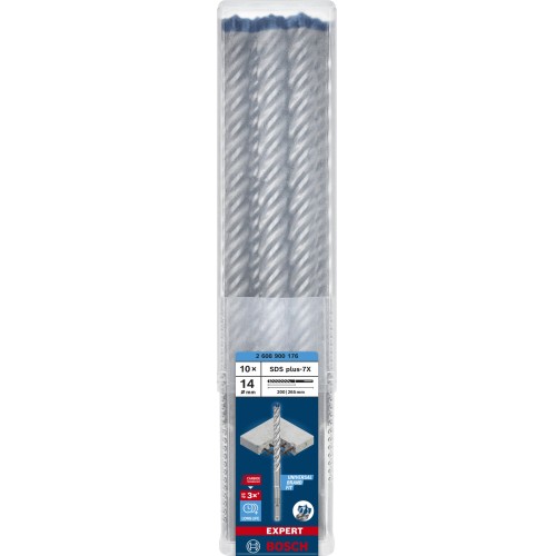 Broca para martillo EXPERT SDS plus-7X de 14 x 200 x 265 mm, 10 unidades