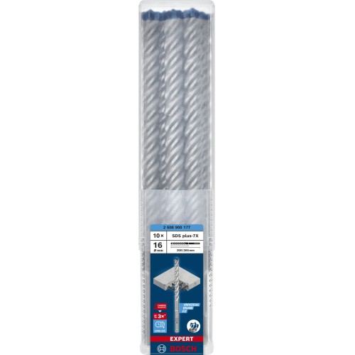 Broca para martillo EXPERT SDS plus-7X de 16 x 200 x 265 mm, 10 unidades