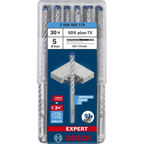 Broca para martillo EXPERT SDS plus-7X de 5 x 50 x 115 mm, 30 unidades
