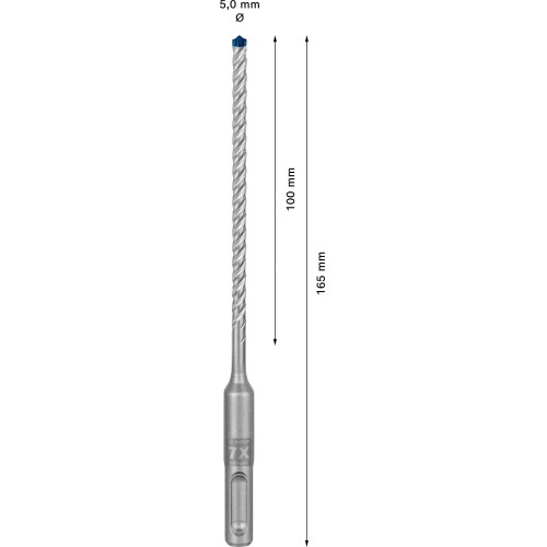 Broca para martillo EXPERT SDS plus-7X de 5 x 100 x 165 mm, 30 unidades